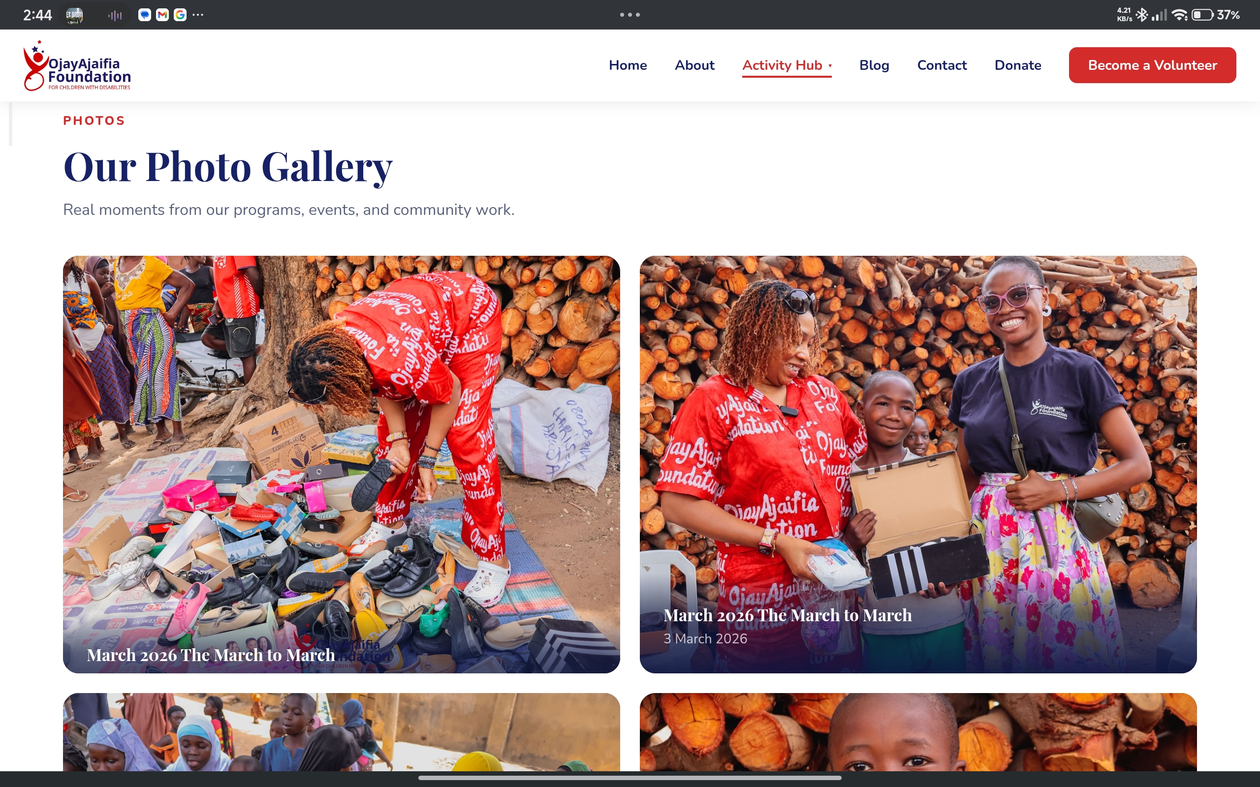 OjayAjaifia Foundation — stories or media section