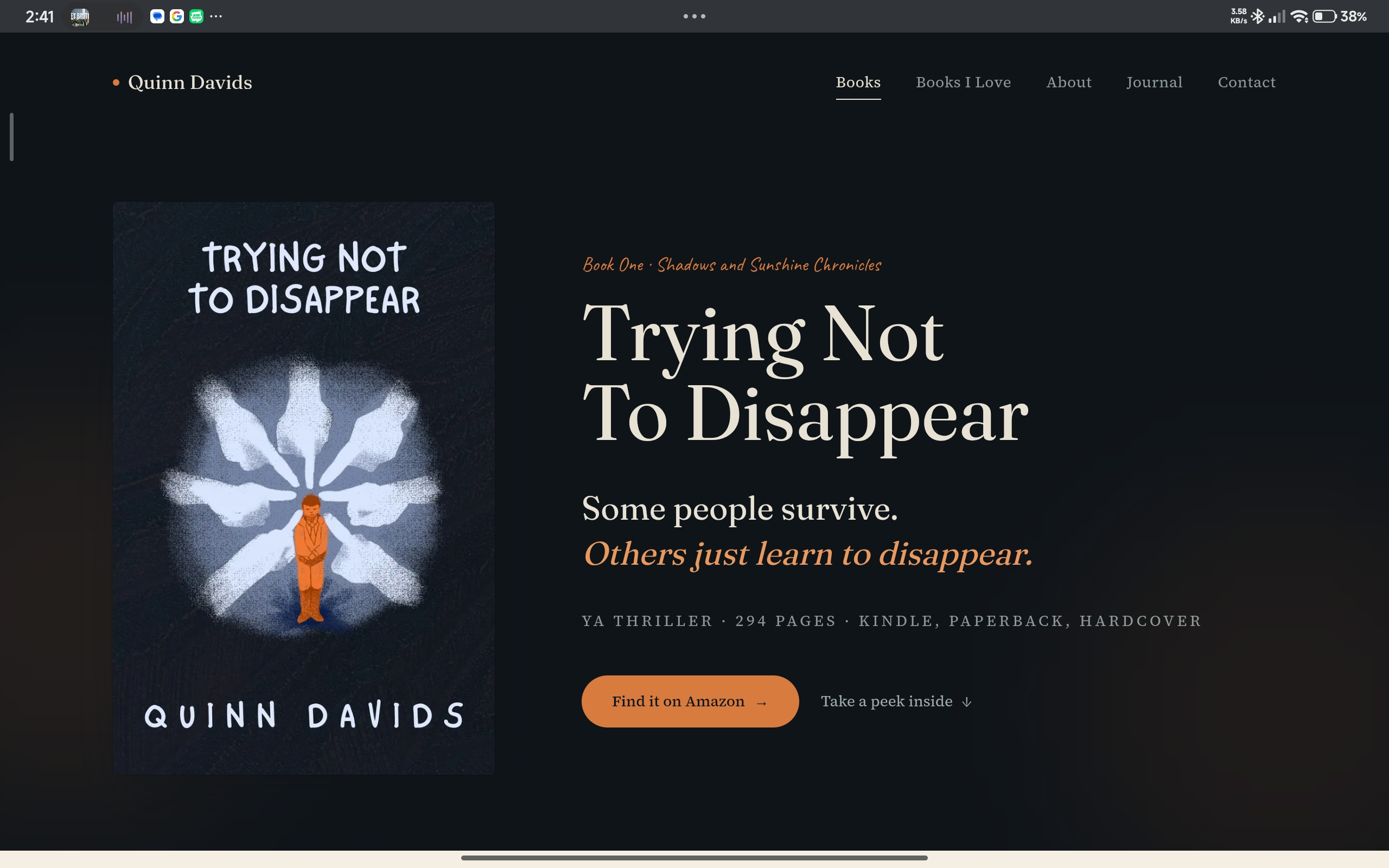 Quinn Davids — author / about screen